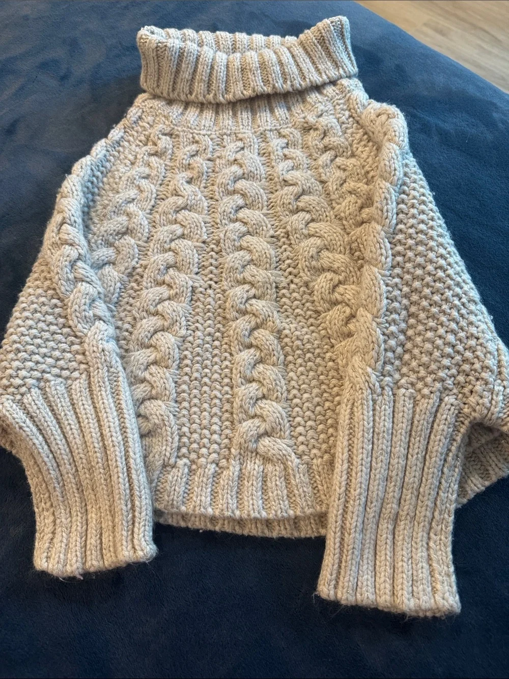 OshKosh B'gosh Cable Knit Turtleneck Poncho - Cream